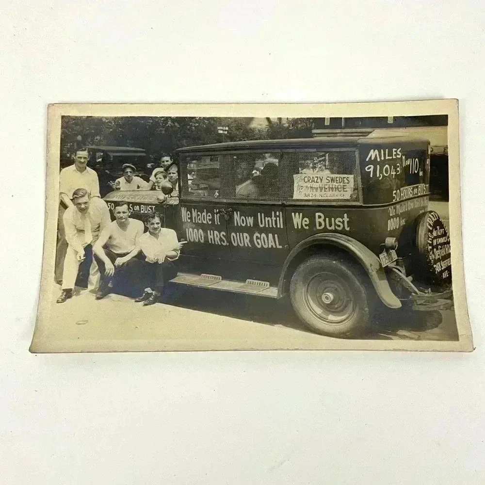 Antique 1930's The Crazy Swedes Vehicle Chicago Illinois Postcard Unique Rare‎